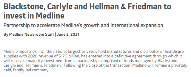 史上最大杠杆收购之一将诞生！黑石财团拟斥资340亿美元收购Medline