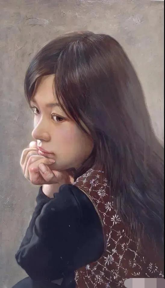 日本画家大野真本的水中少女，含情脉脉与你温情的对视