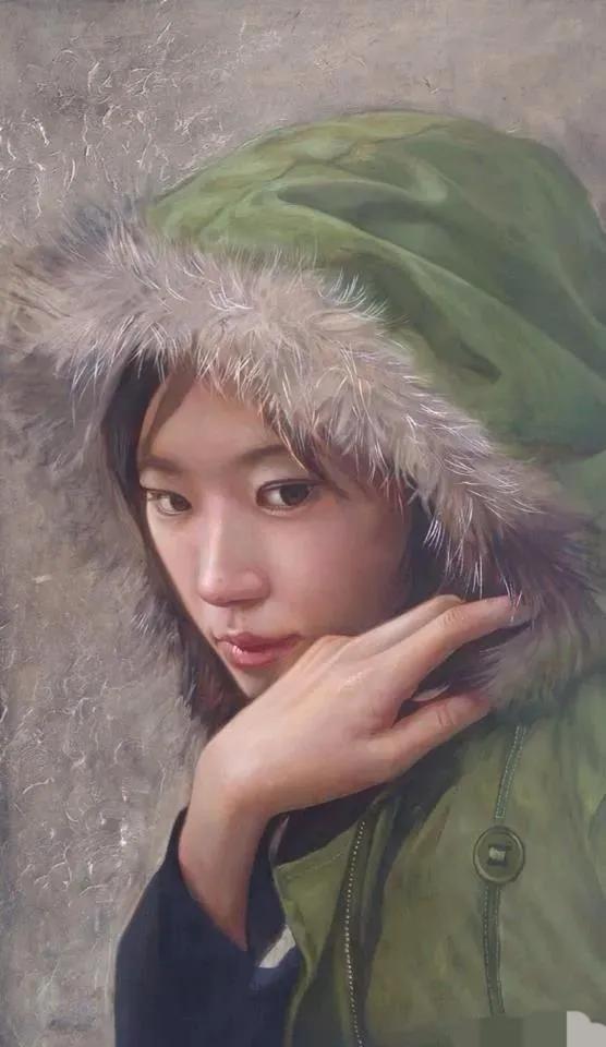 日本画家大野真本的水中少女，含情脉脉与你温情的对视