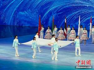 哈尔滨亚冬会开幕式:赵宏博、丁宁等手执亚奥理事会会旗入场