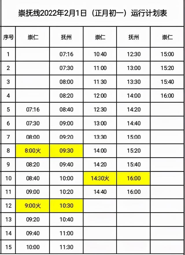 最新！春节期间城际公交班次时刻表来了