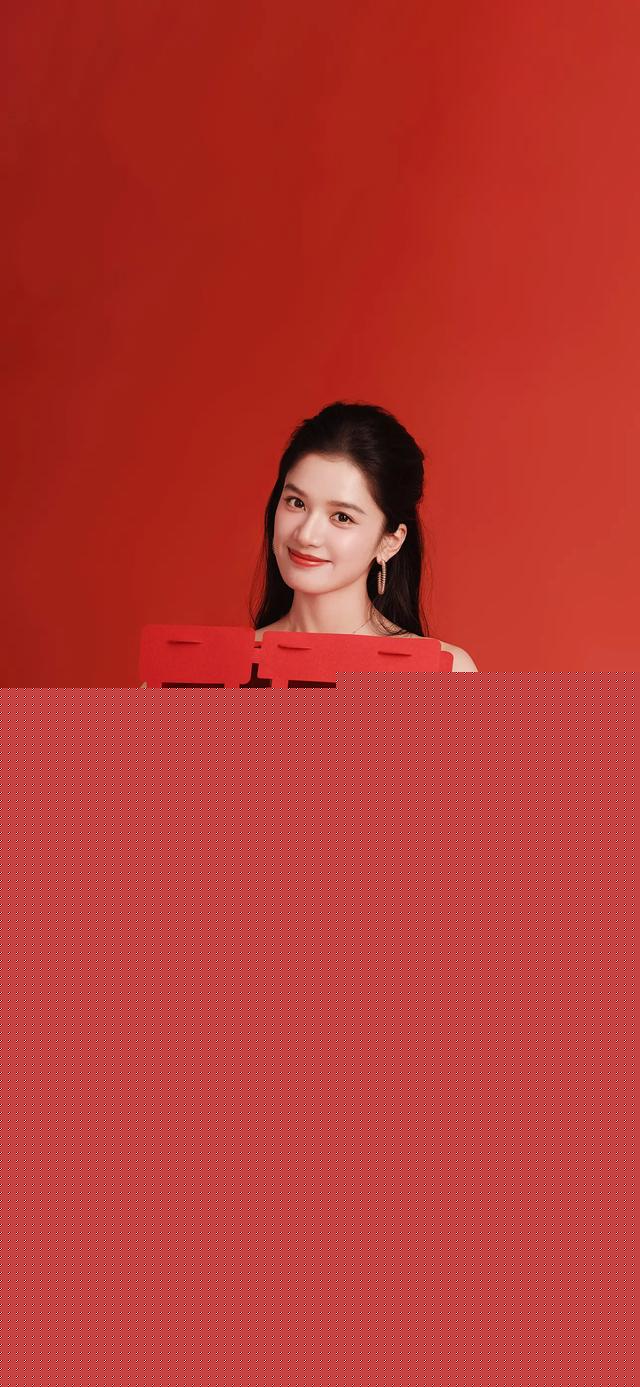张婧仪，新年红福气壁纸，美人红衣，喜庆又养眼