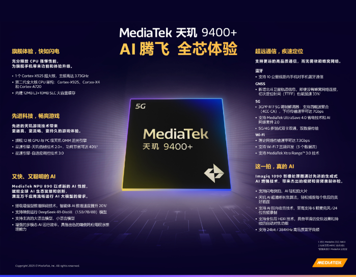 MediaTek举办天玑开发者大会2025，旗舰芯片天玑9400+亮相